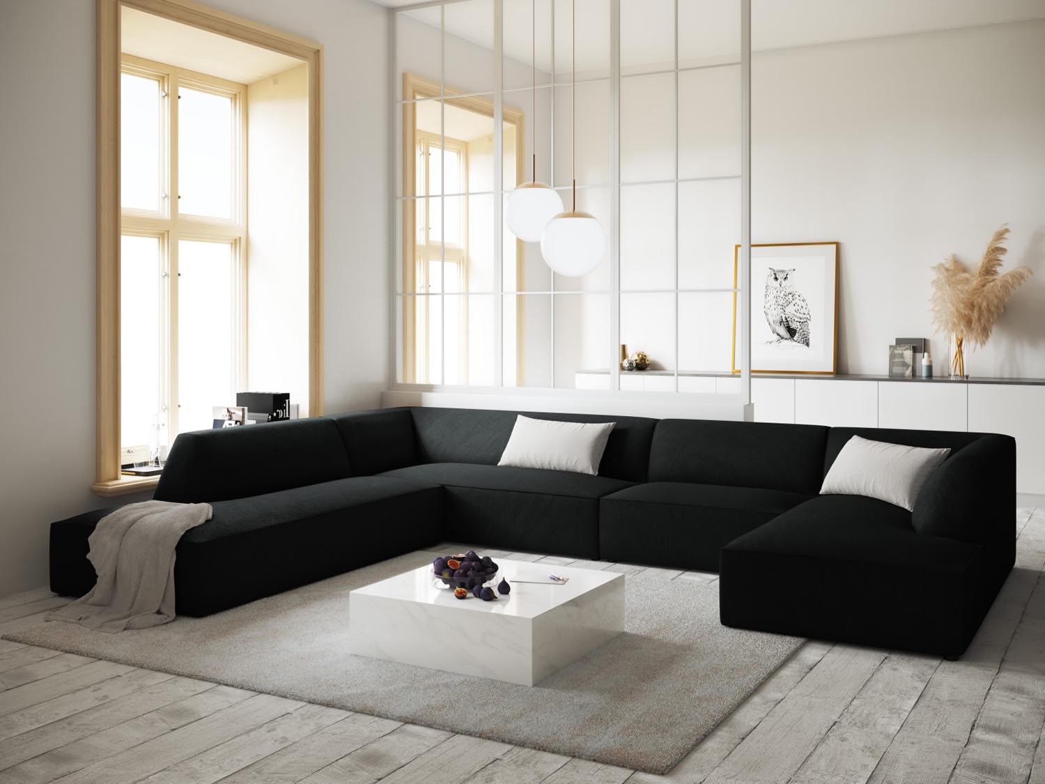 Stylisches Ruby Panoramic Ecksofa links in modernem Design, ideal für gemütliche Wohnzimmer, präsentiert in eleganter Farbgebung.