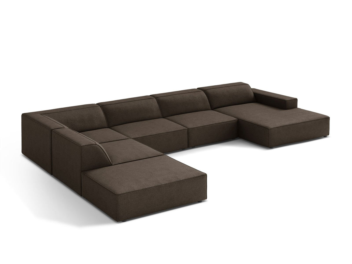 Jodie Boucle modulares Panoramic Ecksofa links 7 Sitzer in Brown-Baloo präsentiert im Onlineshop von KAQTU Design AG. Ecksofa links ist von Micadoni