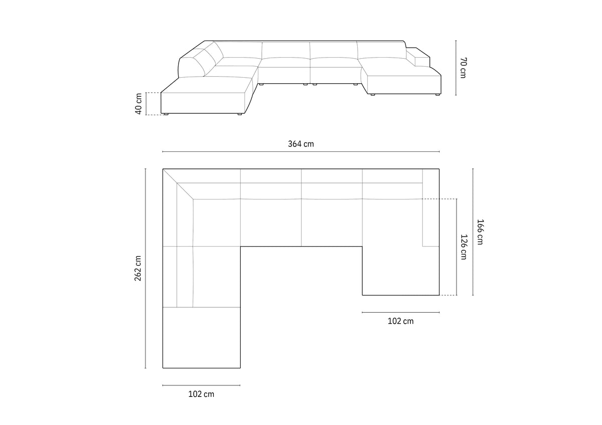 Jodie Boucle modulares Panoramic Ecksofa links 7 Sitzer in Light Grey-Baloo präsentiert im Onlineshop von KAQTU Design AG. Ecksofa links ist von Micadoni