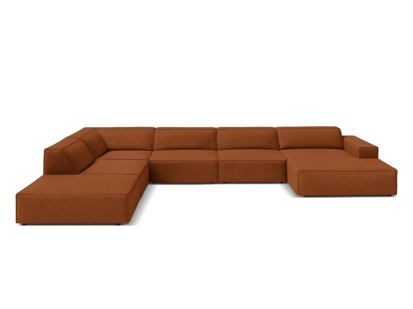 Jodie Boucle modulares Panoramic Ecksofa links 7 Sitzer in Terracotta-Baloo präsentiert im Onlineshop von KAQTU Design AG. Ecksofa links ist von Micadoni