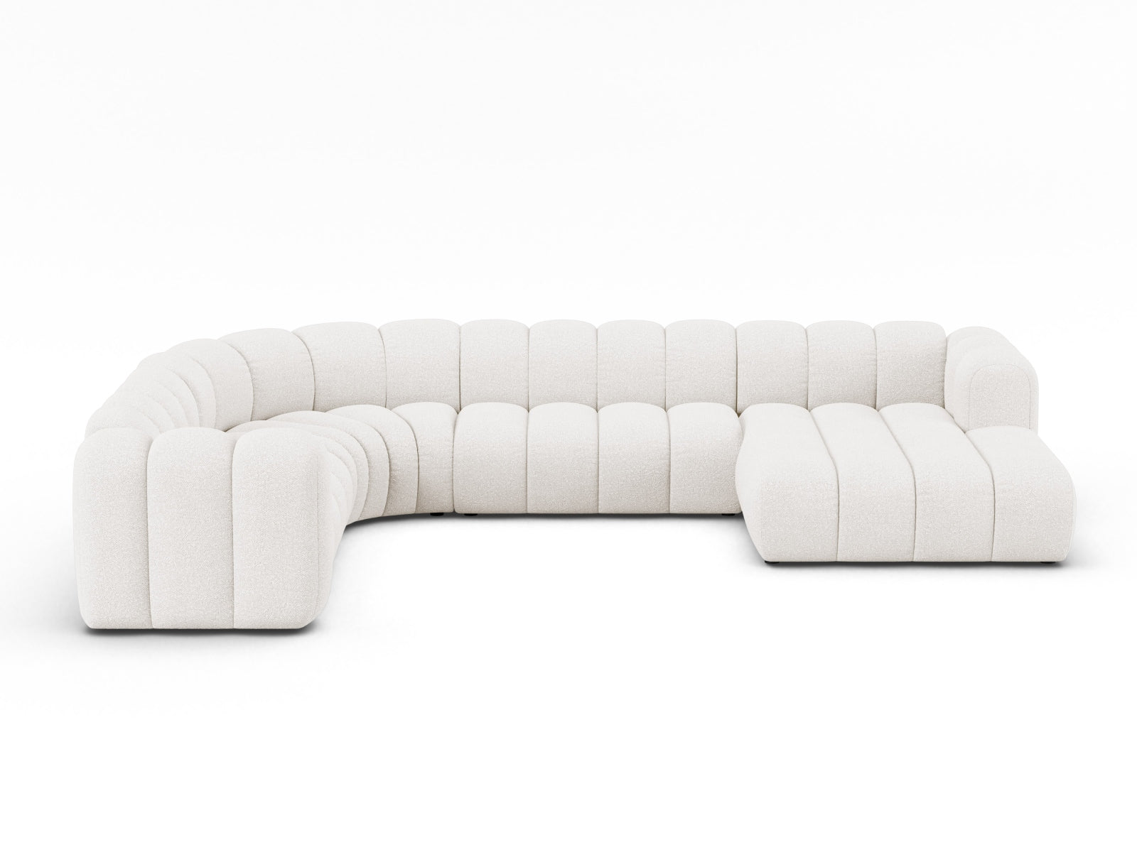 Lupine Boucle Modular Panoramic Ecksofa links 6 Sitzer in White präsentiert im Onlineshop von KAQTU Design AG. Ecksofa links ist von Micadoni