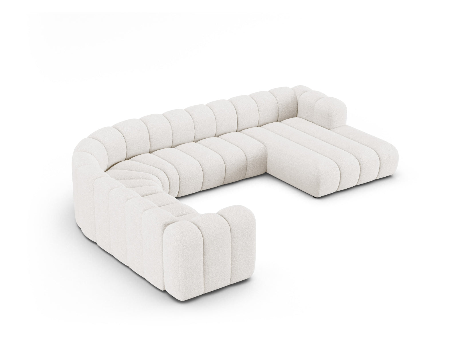 Lupine Boucle Modular Panoramic Ecksofa links 6 Sitzer in White präsentiert im Onlineshop von KAQTU Design AG. Ecksofa links ist von Micadoni