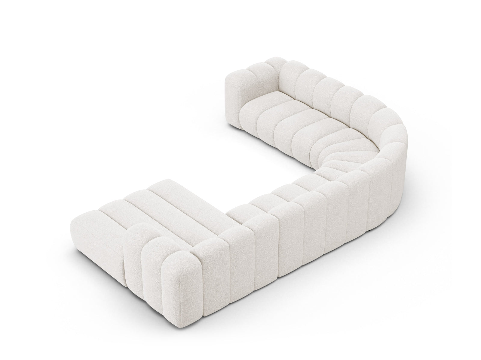 Lupine Boucle Modular Panoramic Ecksofa links 6 Sitzer in White präsentiert im Onlineshop von KAQTU Design AG. Ecksofa links ist von Micadoni