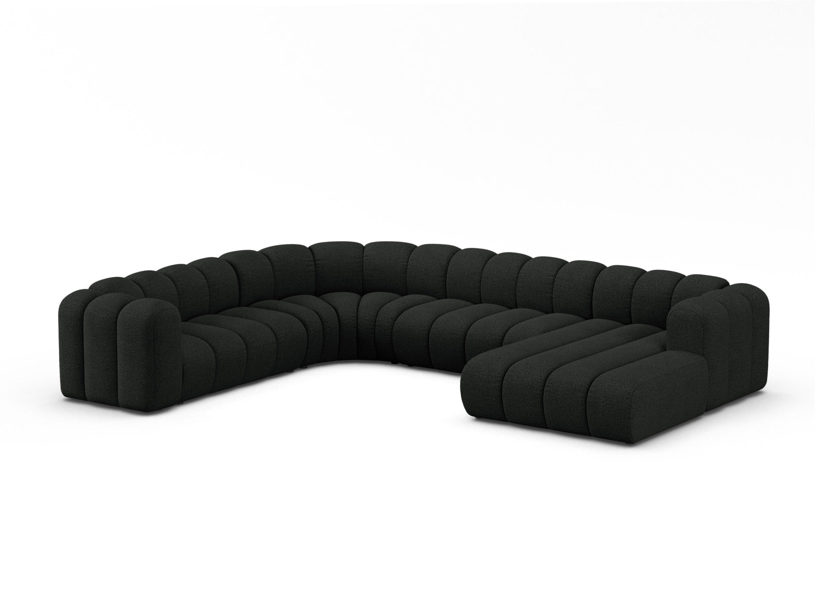 Lupine Boucle Modular Panoramic Ecksofa links 6 Sitzer in Black präsentiert im Onlineshop von KAQTU Design AG. Ecksofa links ist von Micadoni