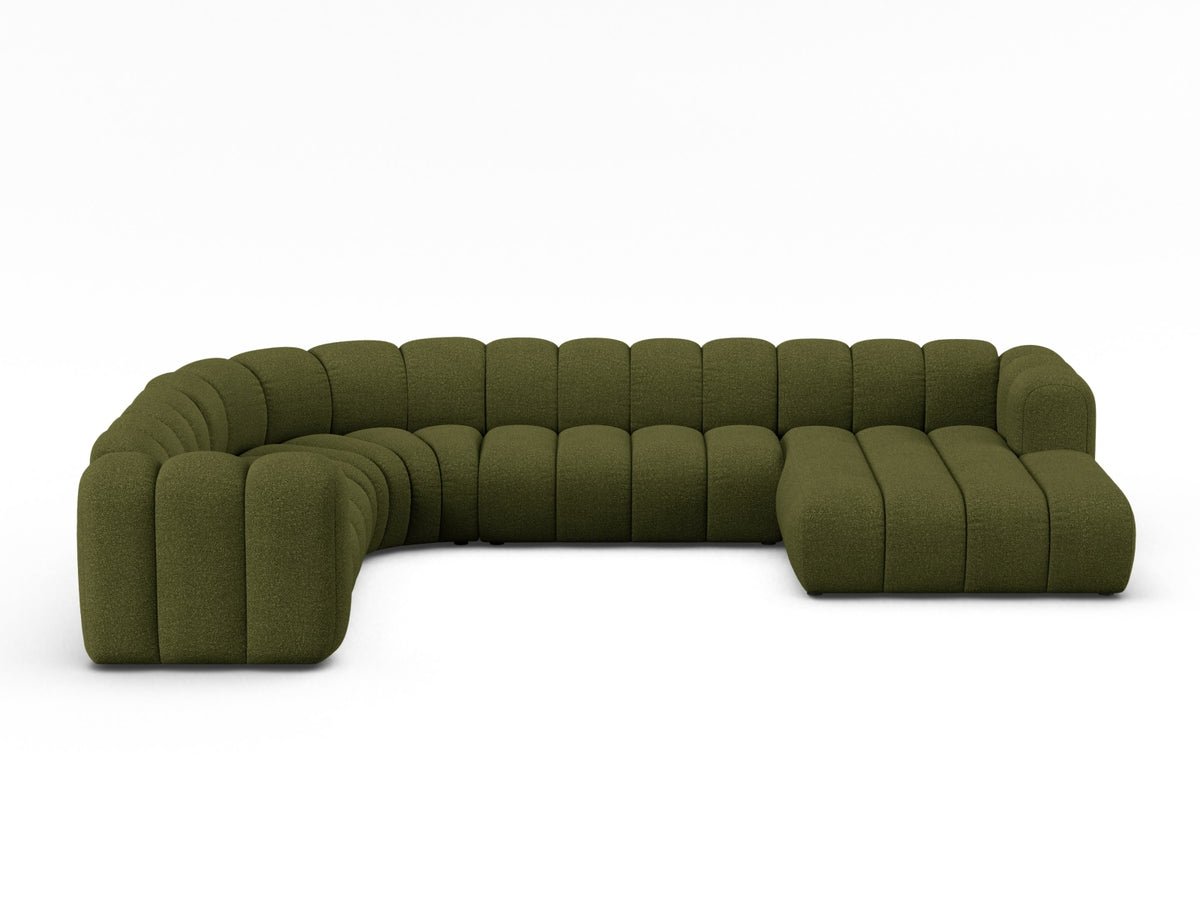 Lupine Boucle Modular Panoramic Ecksofa links 6 Sitzer in Dark Olive Green-Baloo präsentiert im Onlineshop von KAQTU Design AG. Ecksofa links ist von Micadoni