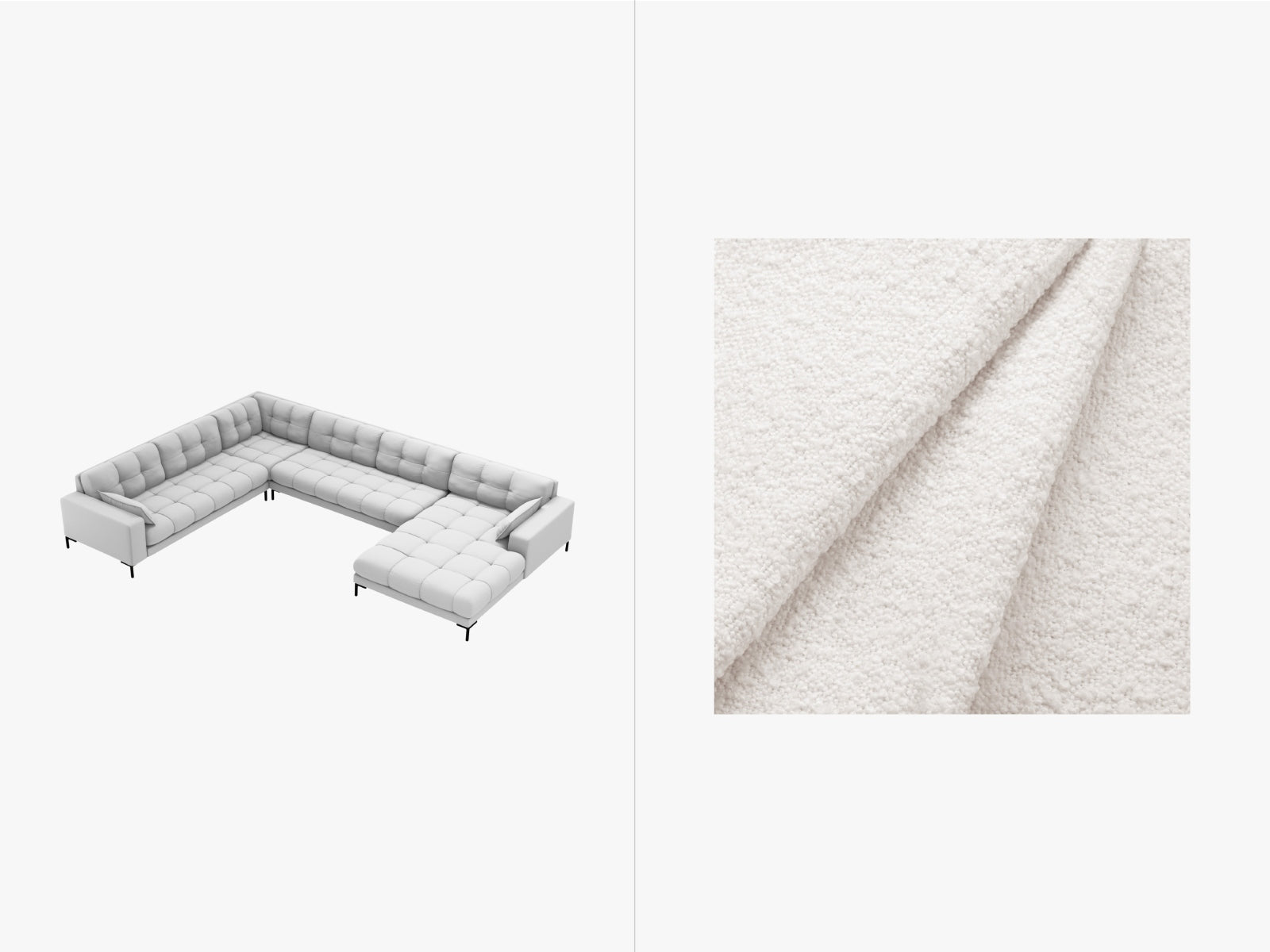 Mamaia Panoramic Ecksofa links 7 Sitzer in White/Schwarz präsentiert im Onlineshop von KAQTU Design AG. Ecksofa links ist von Micadoni