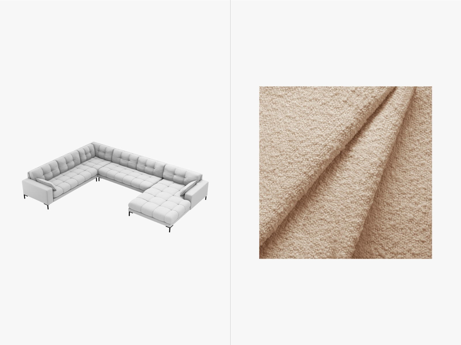 Mamaia Panoramic Ecksofa links 7 Sitzer in Beige/Schwarz präsentiert im Onlineshop von KAQTU Design AG. Ecksofa links ist von Micadoni