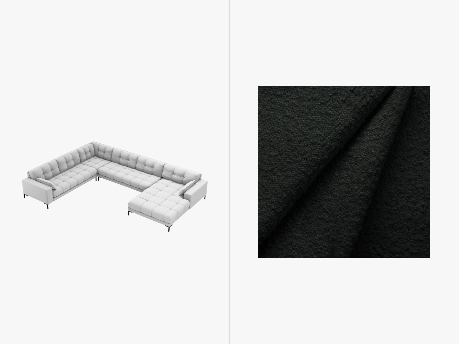 Mamaia Panoramic Ecksofa links 7 Sitzer in Black/Schwarz-Baloo präsentiert im Onlineshop von KAQTU Design AG. Ecksofa links ist von Micadoni
