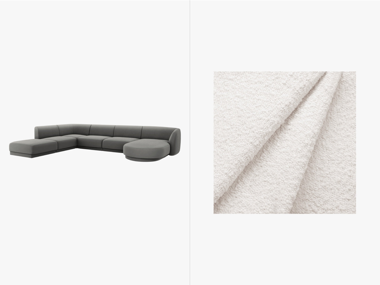 Miley Panoramic Ecksofa links 6 Sitzer in White präsentiert im Onlineshop von KAQTU Design AG. Ecksofa links ist von Micadoni