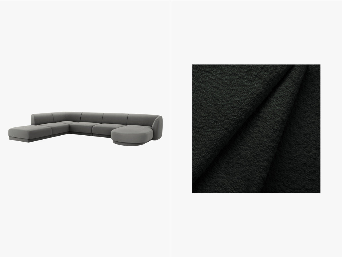 Miley Panoramic Ecksofa links 6 Sitzer in Black-Baloo präsentiert im Onlineshop von KAQTU Design AG. Ecksofa links ist von Micadoni