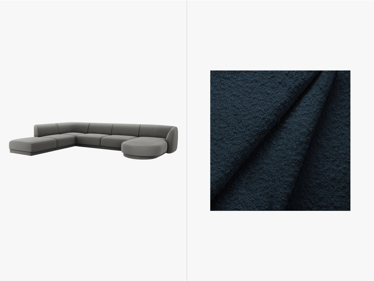 Miley Panoramic Ecksofa links 6 Sitzer in Dark Blue-Baloo präsentiert im Onlineshop von KAQTU Design AG. Ecksofa links ist von Micadoni
