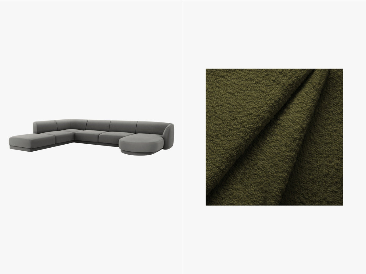 Miley Panoramic Ecksofa links 6 Sitzer in Dark Olive Green-Baloo präsentiert im Onlineshop von KAQTU Design AG. Ecksofa links ist von Micadoni