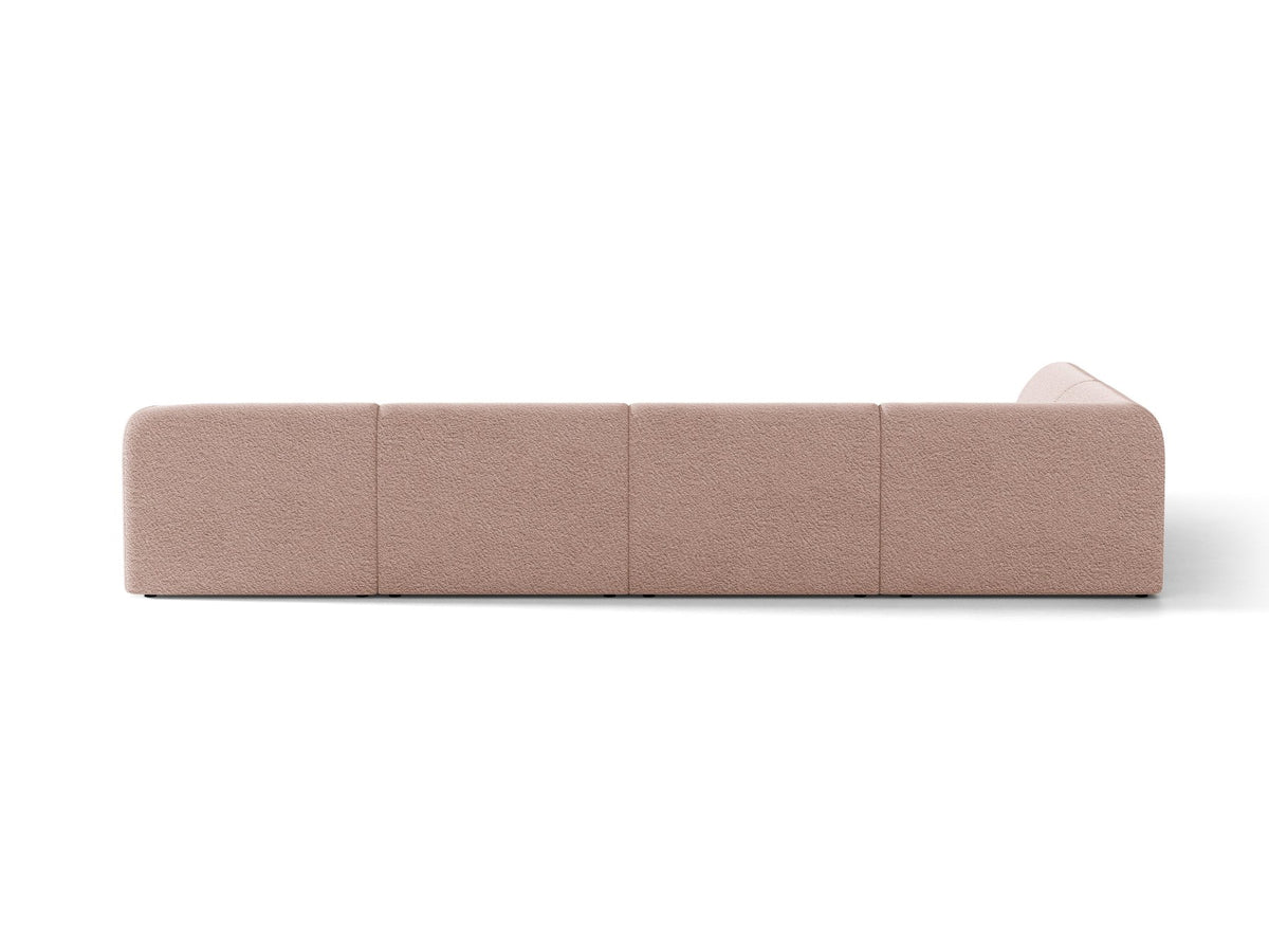 Miley Panoramasofa von Micadoni, Ecksofa links in Dunkelbeige mit Bluvel-Stoffbezug, schwarzen Kunststofffüssen und niedriger Rückenlehne.