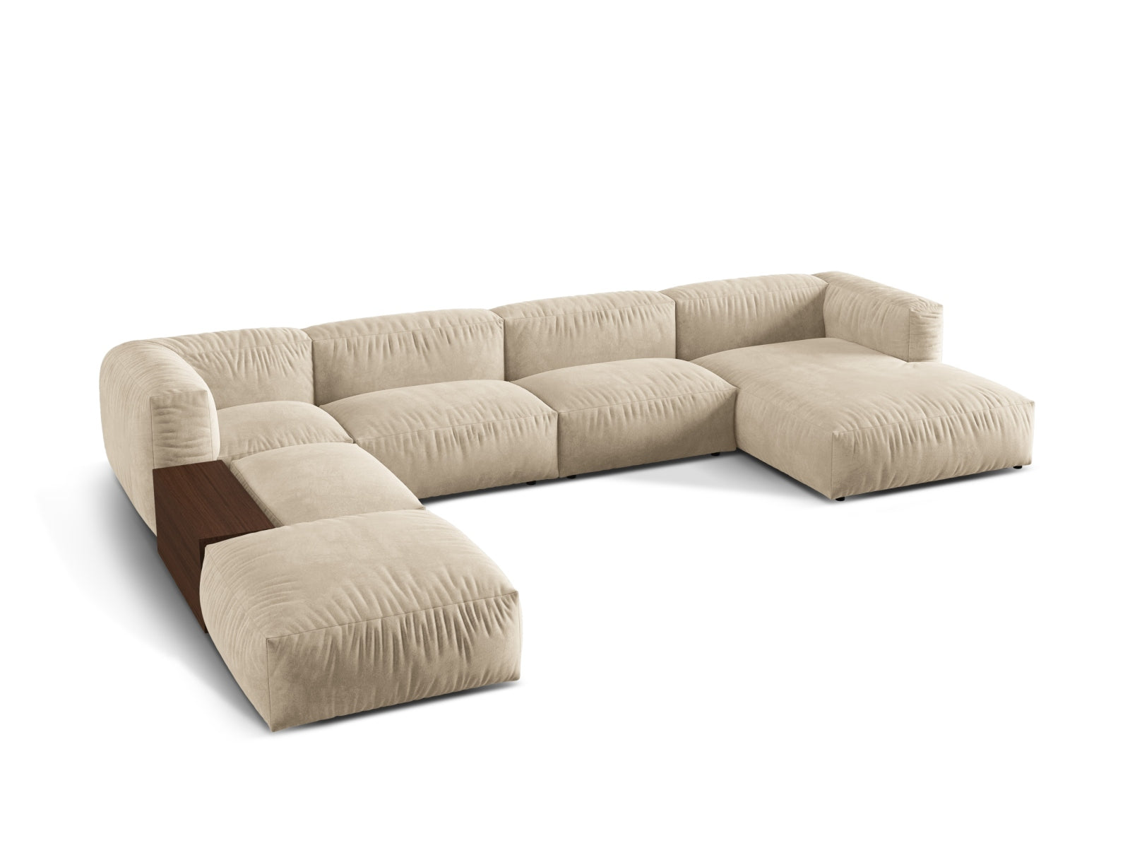 Elegantes, modulares Ecksofa Martina in sanften Beige- und Grautönen, ideal für moderne Wohnräume und entspannte Stunden.