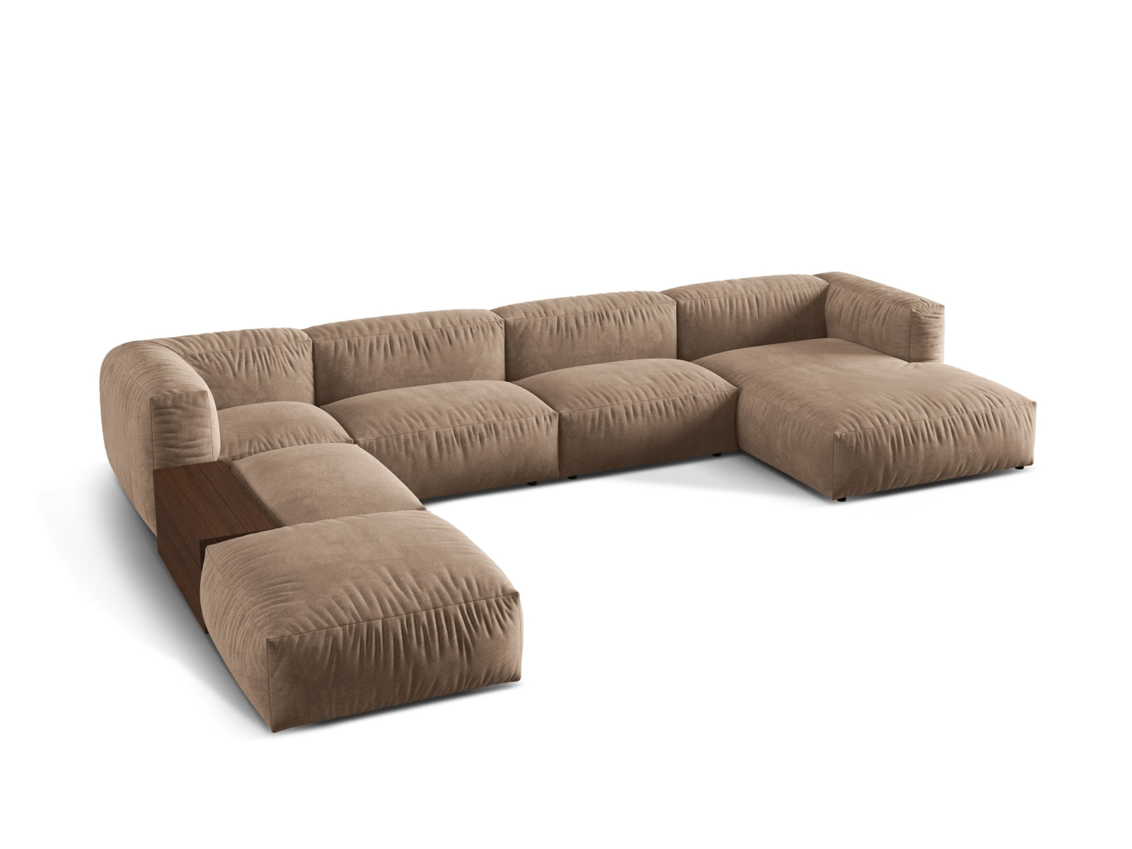 Elegantes, modulares Ecksofa Martina in Dunkelbeige, ideal für stilvolle Wohnräume. Komfortables 5-Sitzer-Design von Micadoni.