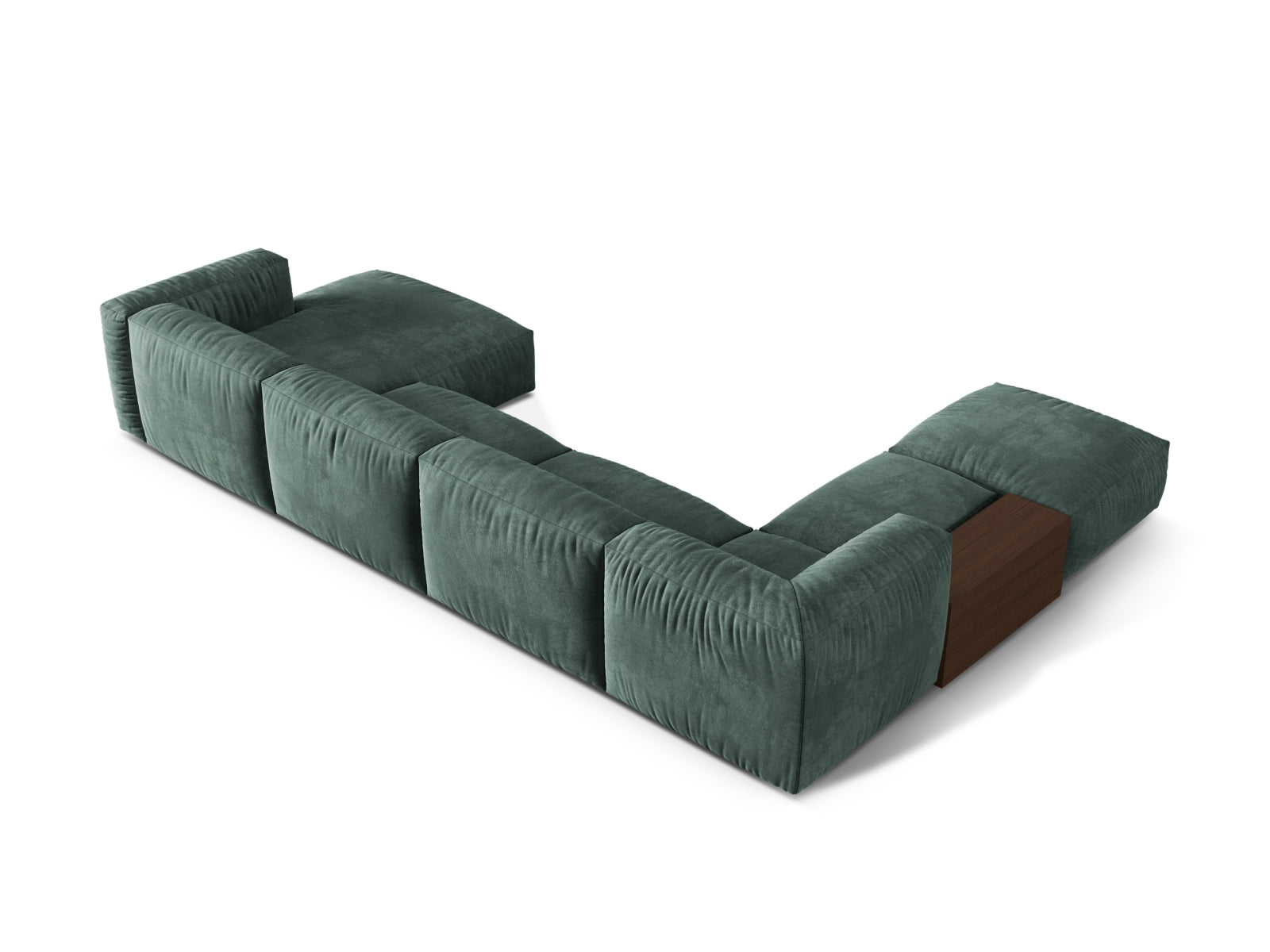 Modernes, modulares Ecksofa in Petrol-Vogue, perfekt für gemütliche Wohnzimmer. 5-Sitzer von Micadoni vereint Stil und Komfort.