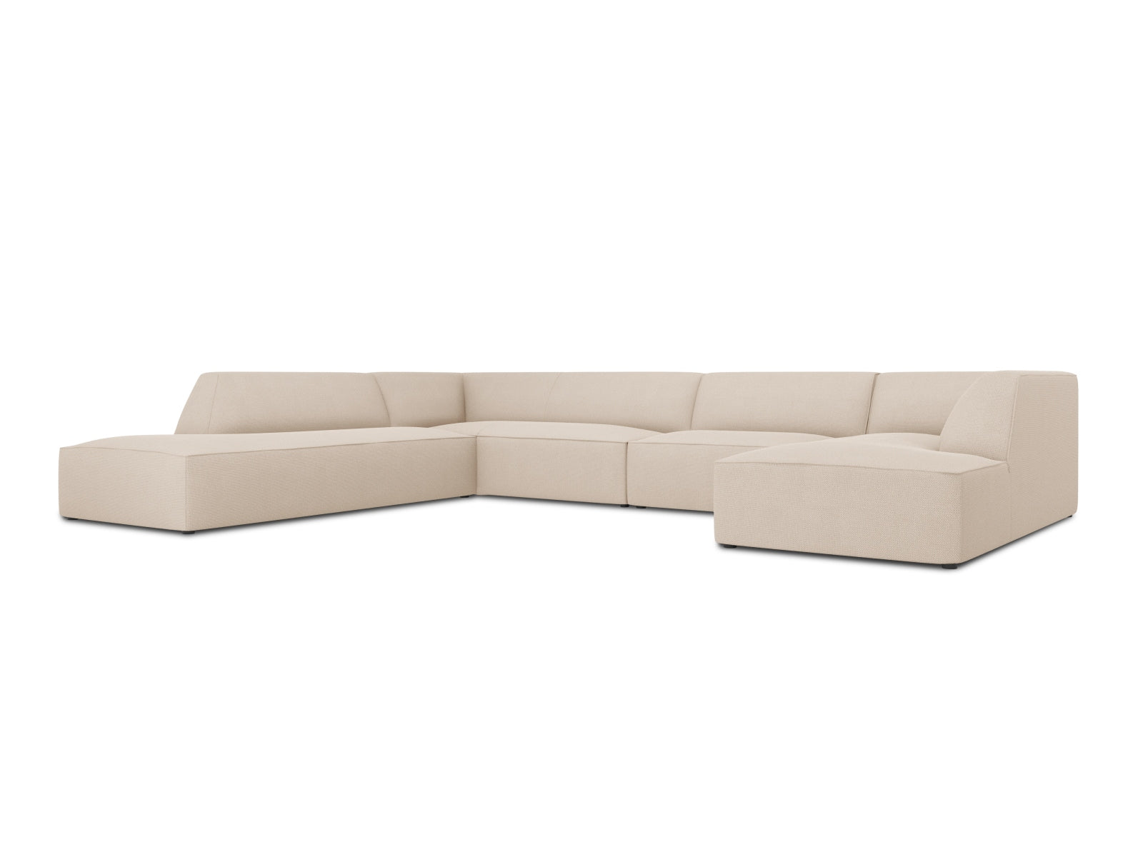 Stylisches Ruby Panoramic Ecksofa links in Beige-Ottawa, ideal für moderne Wohnräume, bietet Platz für bis zu 7 Personen.