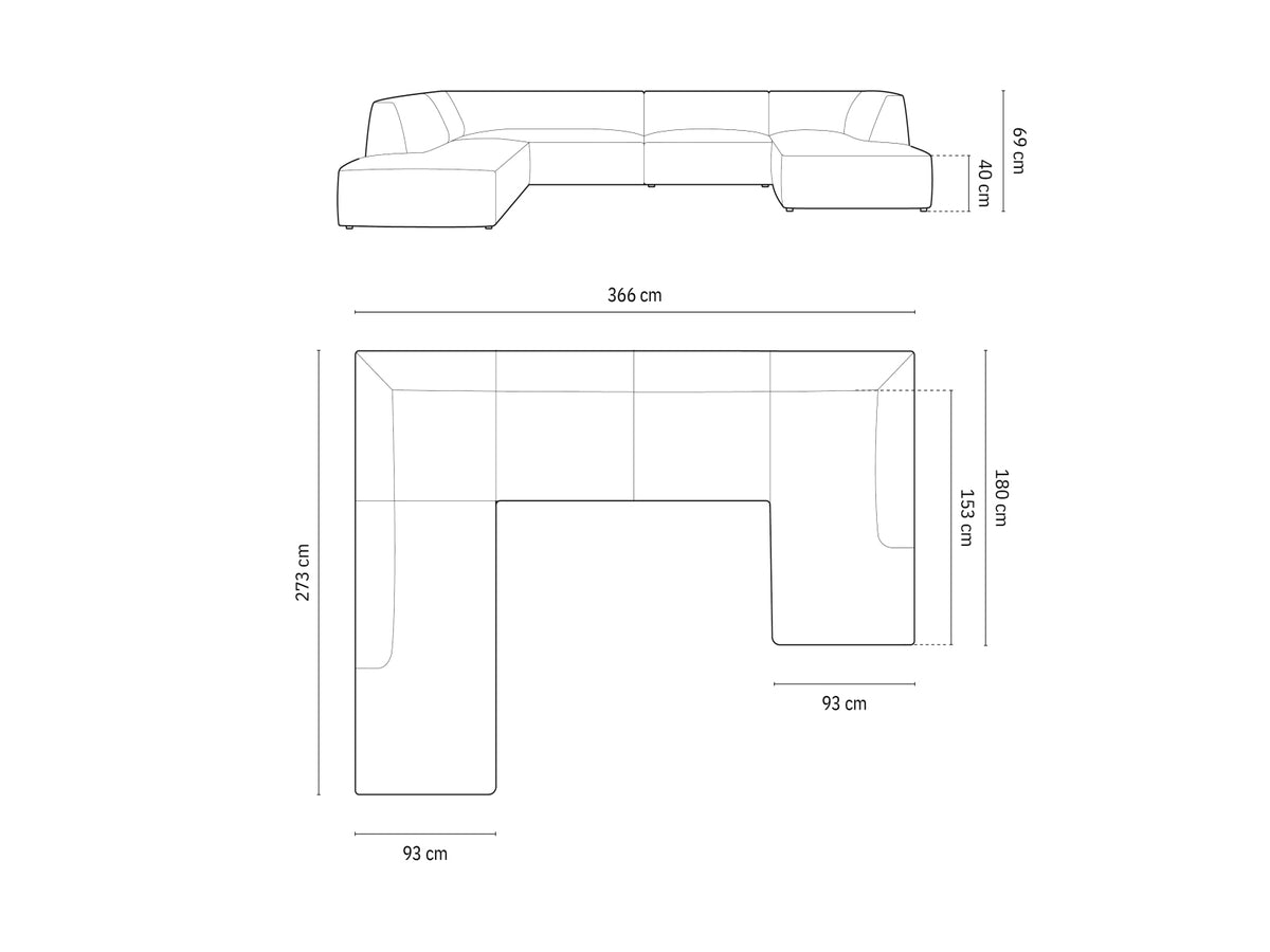 Ruby Panoramic Ecksofa links 7 Sitzer in Light Grey-Ottawa präsentiert im Onlineshop von KAQTU Design AG. Ecksofa links ist von Micadoni