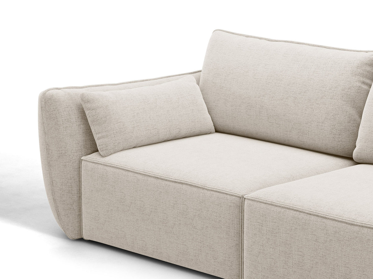 L-Sofa Kaelle Panoramasofa links von Micadoni mit Stoffbezug und niedrigen schwarzen Beinen