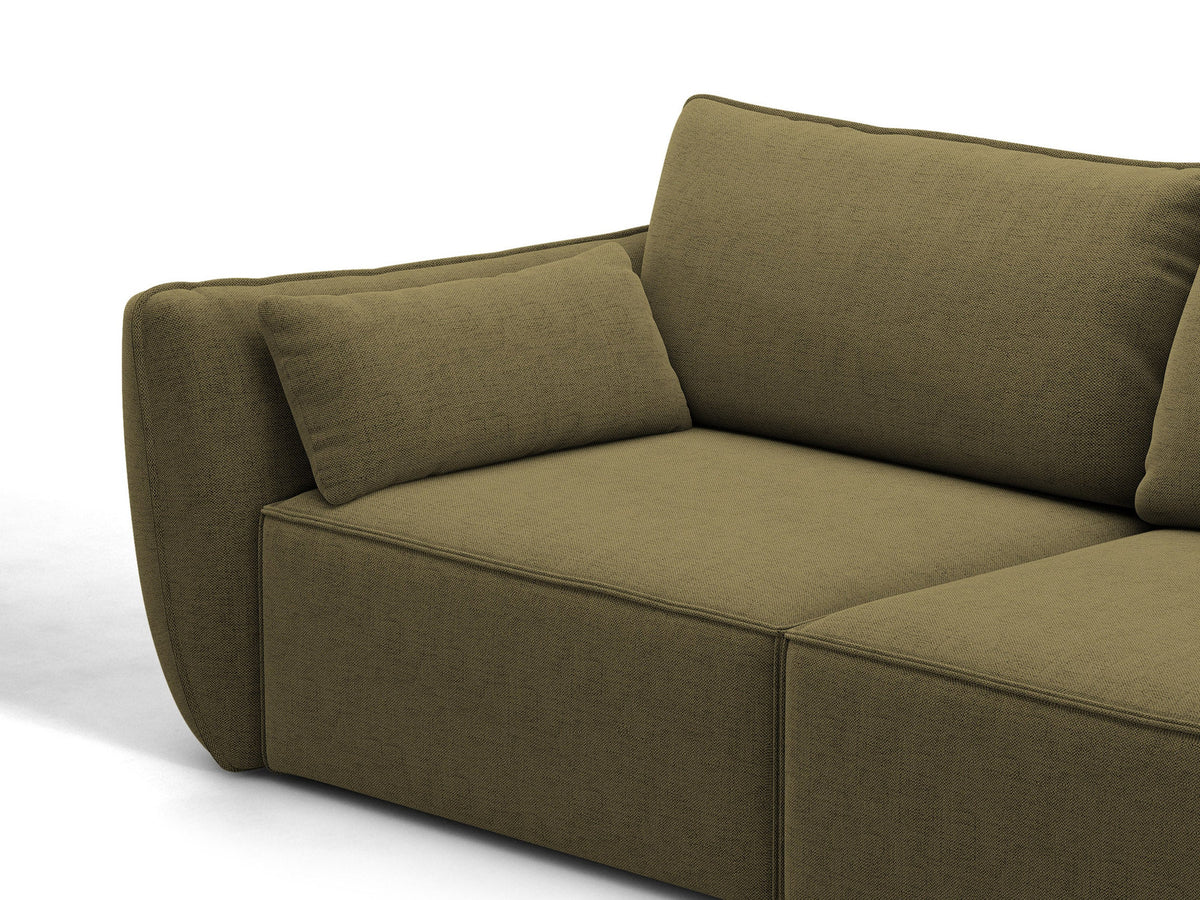 L-Sofa Kaelle Panoramasofa links von Micadoni mit Stoffbezug und niedrigen schwarzen Beinen