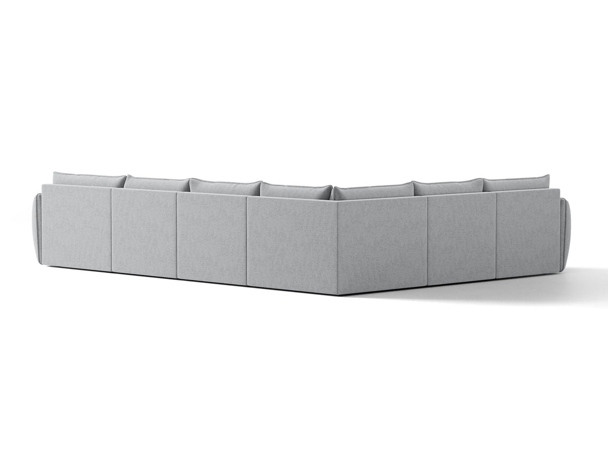 L-Sofa Kaelle Panoramasofa links von Micadoni mit Stoffbezug und niedrigen schwarzen Beinen