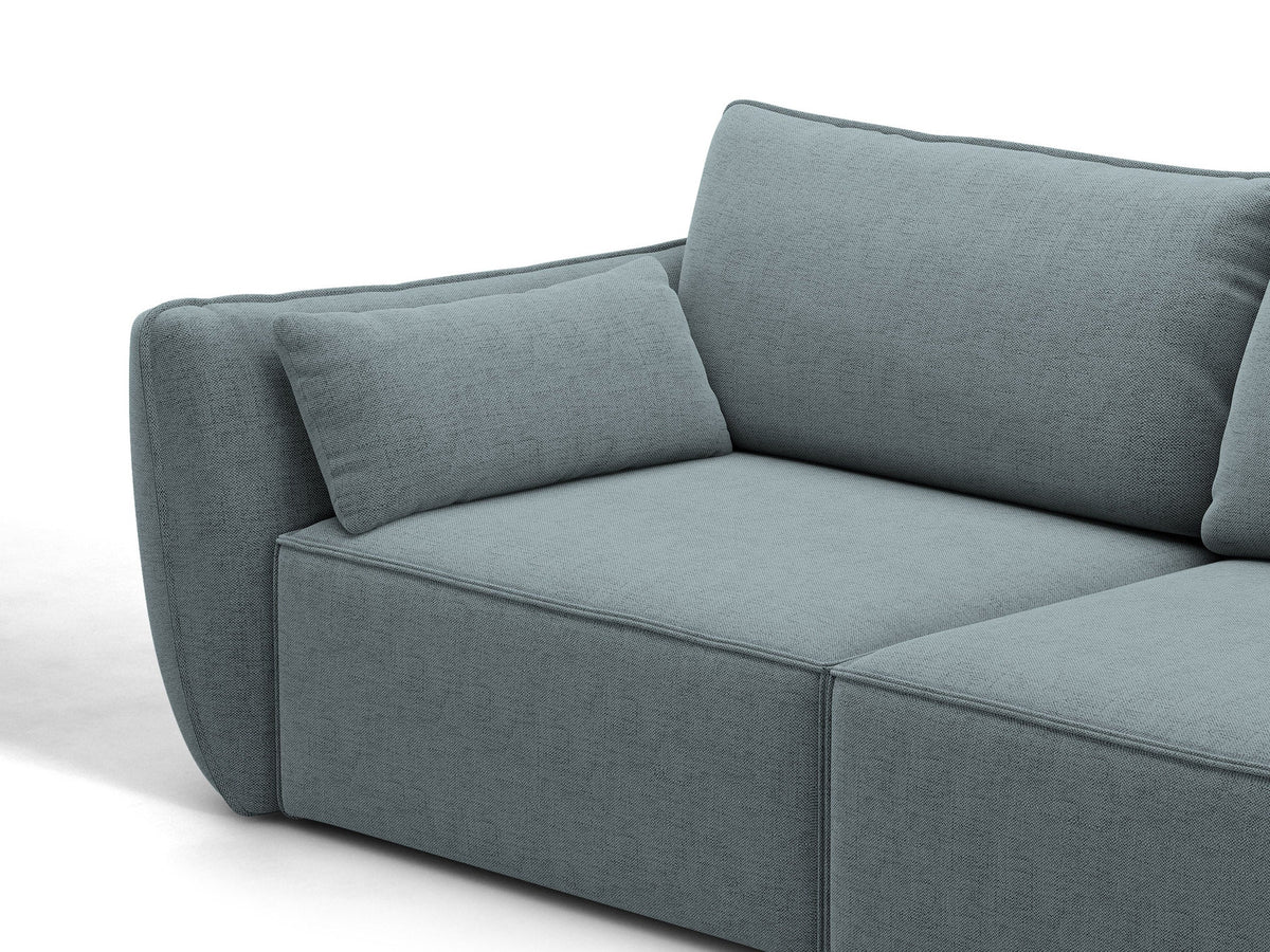 L-Sofa Kaelle Panoramasofa links von Micadoni mit Stoffbezug und niedrigen schwarzen Beinen
