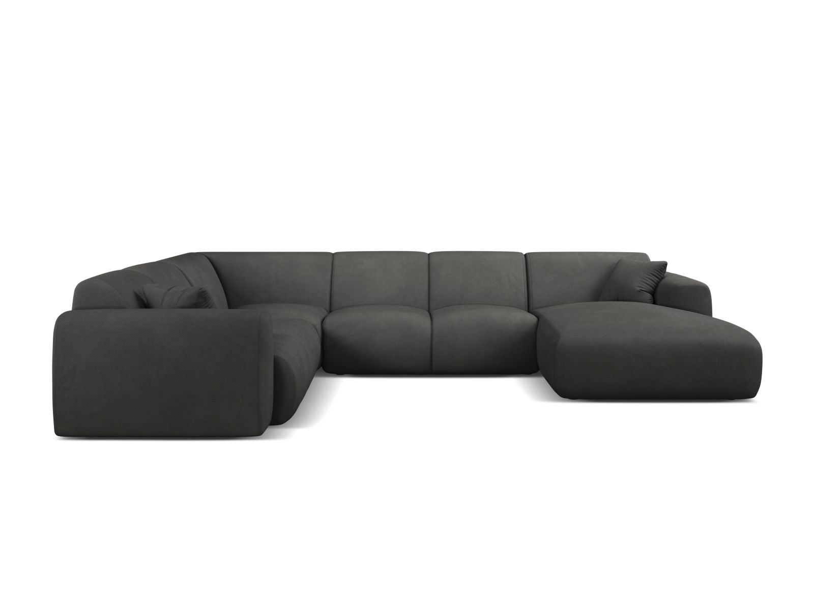 Elegantes 6-Sitzer Ecksofa Molino in Dunkelgrau, ideal für moderne Wohnräume, bietet Komfort und Stil für gesellige Abende.
