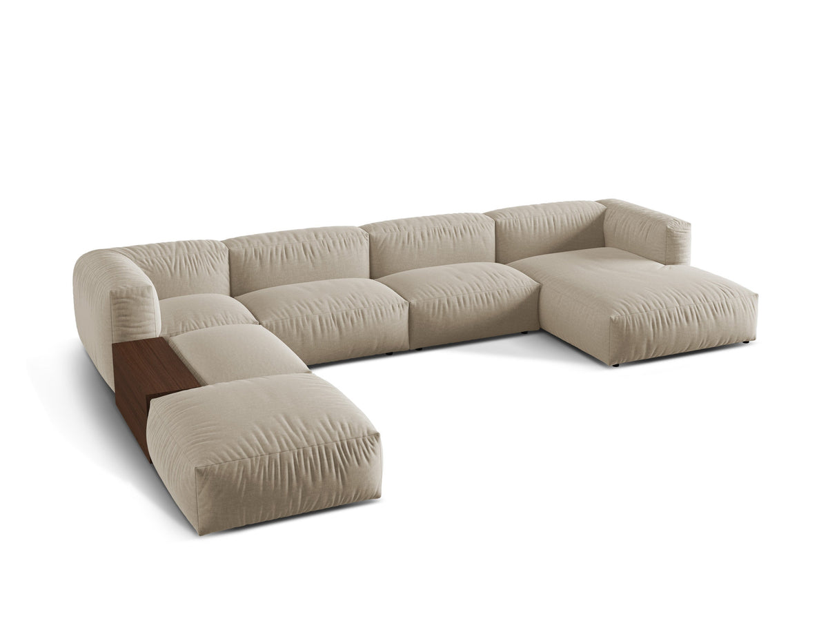 Martina Modulares Panoramic Ecksofa links 5 Sitzer in Light Beige-Boston präsentiert im Onlineshop von KAQTU Design AG. Ecksofa links ist von Micadoni