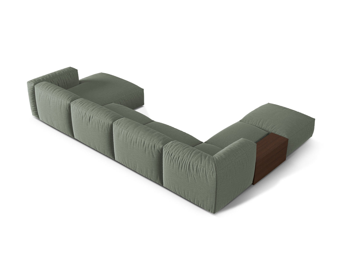 Martina Modulares Panoramic Ecksofa links 5 Sitzer in Moss Green-Boston präsentiert im Onlineshop von KAQTU Design AG. Ecksofa links ist von Micadoni
