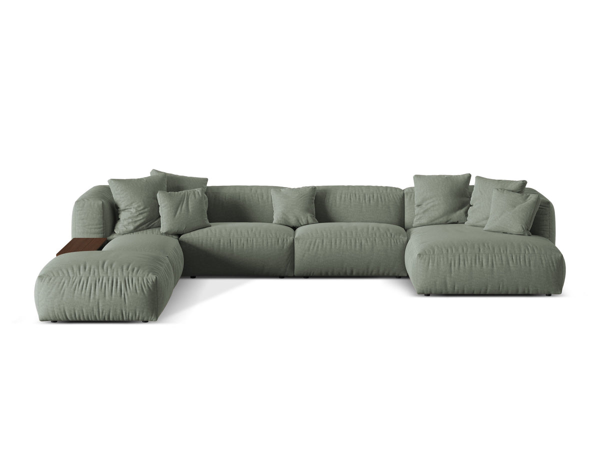 Martina Modulares Panoramic Ecksofa links 5 Sitzer in Moss Green-Boston präsentiert im Onlineshop von KAQTU Design AG. Ecksofa links ist von Micadoni