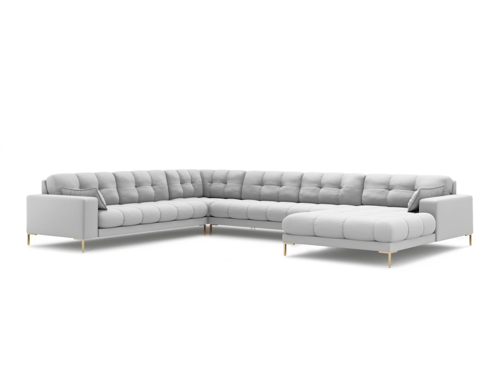 Mamaia Panoramic Ecksofa links 7 Sitzer in Light Grey/Gold präsentiert im Onlineshop von KAQTU Design AG. Ecksofa links ist von Micadoni