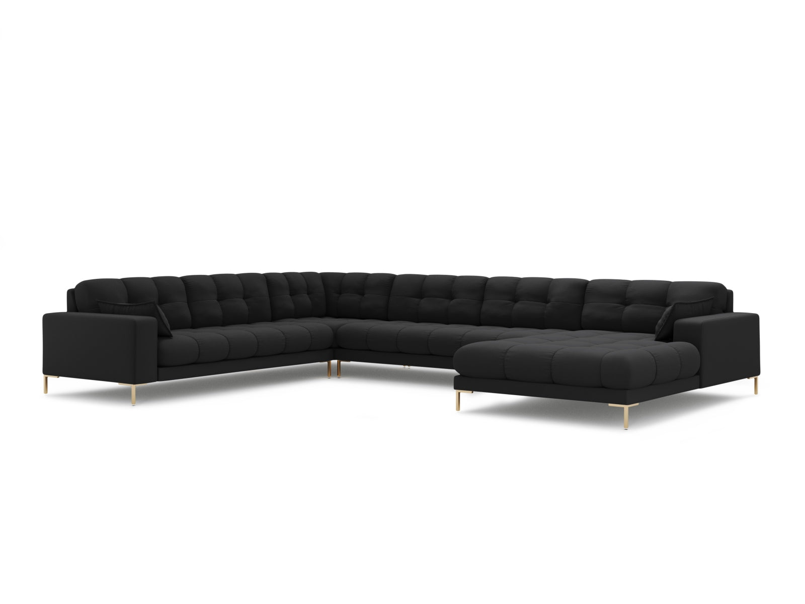 Mamaia Panoramic Ecksofa links 7 Sitzer in Dark Grey/Gold präsentiert im Onlineshop von KAQTU Design AG. Ecksofa links ist von Micadoni