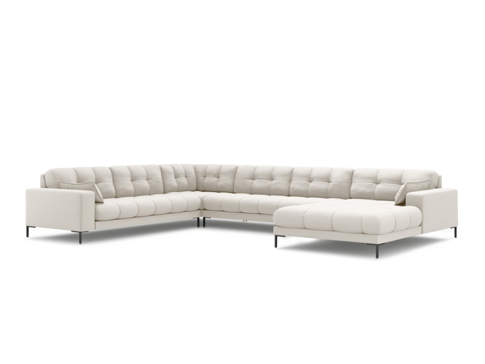 Mamaia Panoramic Ecksofa links 7 Sitzer in Light Beige/Schwarz präsentiert im Onlineshop von KAQTU Design AG. Ecksofa links ist von Micadoni