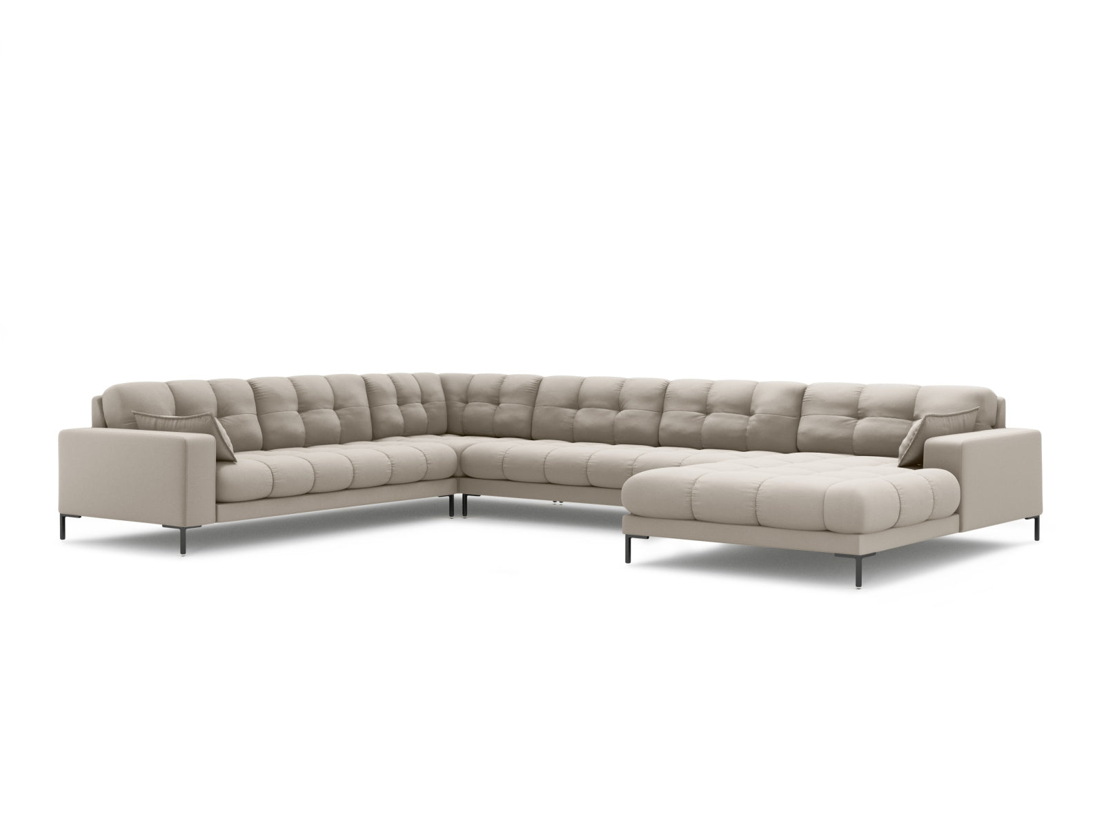 Mamaia Panoramic Ecksofa links 7 Sitzer in Beige/Schwarz präsentiert im Onlineshop von KAQTU Design AG. Ecksofa links ist von Micadoni