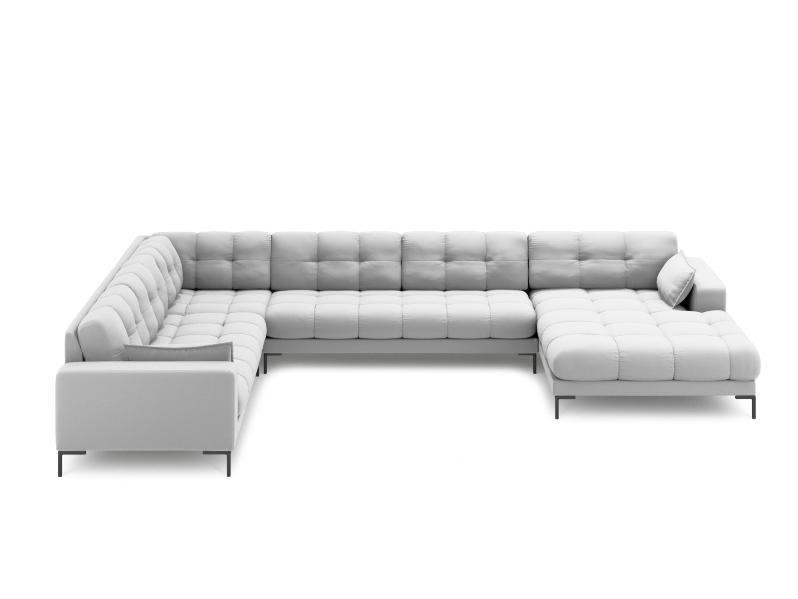 Entdecken Sie das stilvolle Mamaia Panoramic Ecksofa links von Micadoni – ein 7-Sitzer in modernem Design, ideal für Ihr Wohnzimmer.