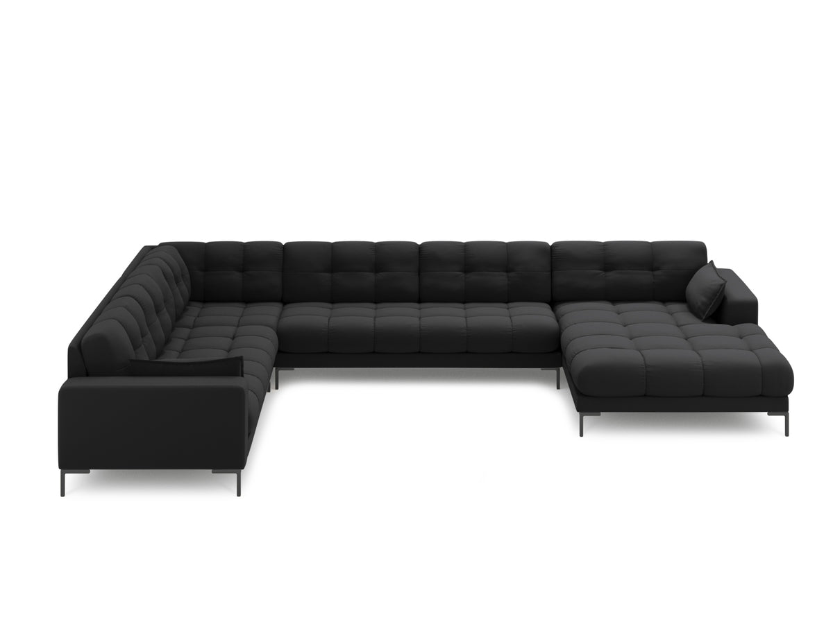 Mamaia Panoramic Ecksofa links 7 Sitzer in Dark Grey/Schwarz-Neve präsentiert im Onlineshop von KAQTU Design AG. Ecksofa links ist von Micadoni