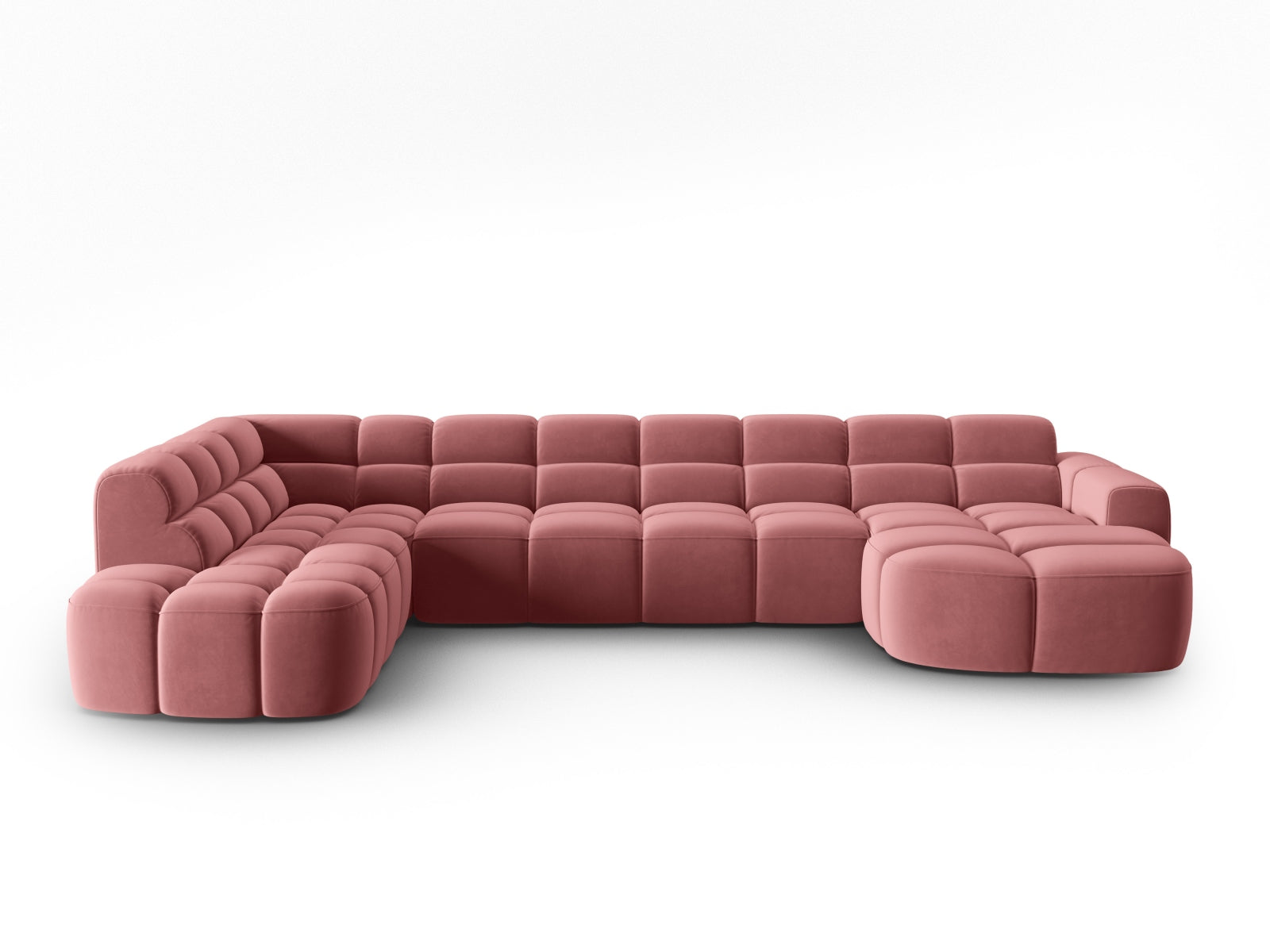 Lisa Velour Panoramic Ecksofa links 7 Sitzer in Flamingo präsentiert im Onlineshop von KAQTU Design AG. Ecksofa links ist von Micadoni