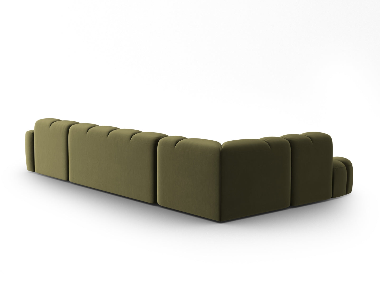 Entdecken Sie das elegante Lisa Velour Panoramic Ecksofa links 7 Sitzer von Micadoni. Ideal für stilvolle Wohnzimmer, vereint es Komfort und modernes Design.