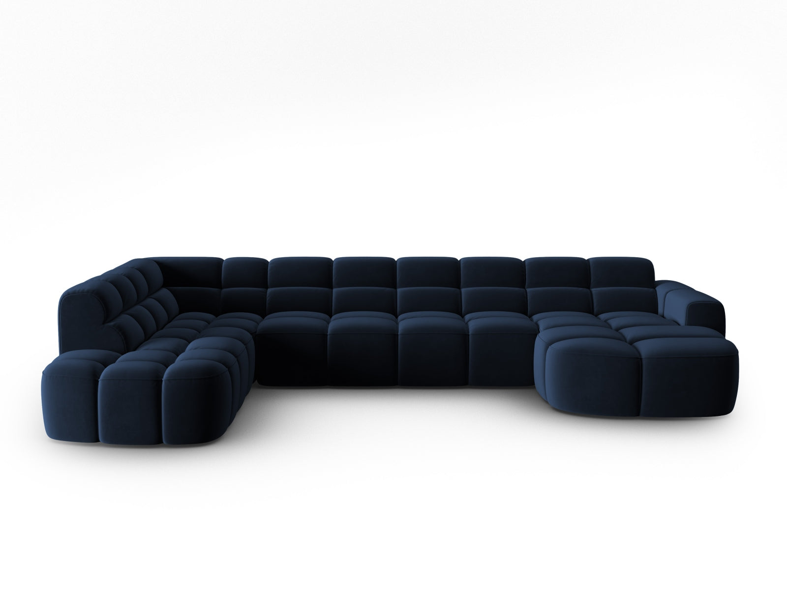 Lisa Velour Panoramic Ecksofa links 7 Sitzer in Royal Blue präsentiert im Onlineshop von KAQTU Design AG. Ecksofa links ist von Micadoni