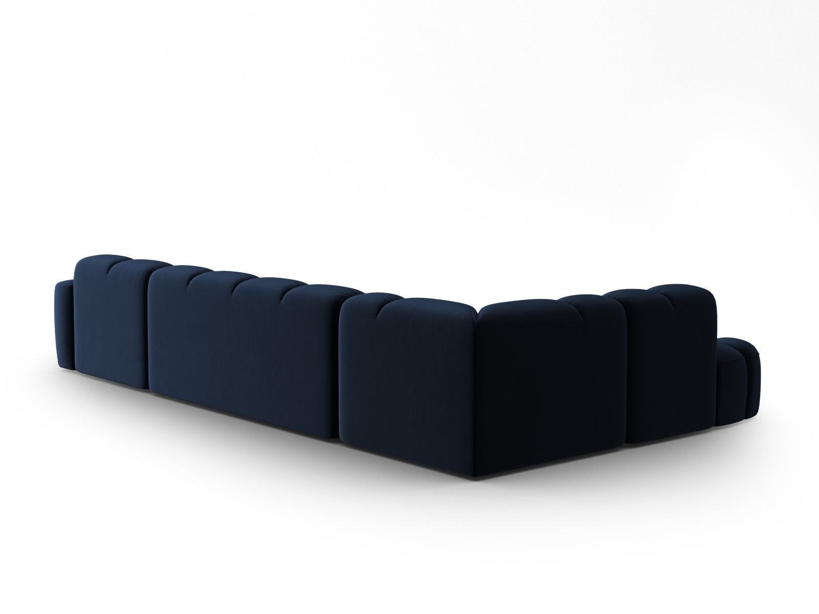 Entdecken Sie das elegante Lisa Velour Panoramic Ecksofa links 7 Sitzer von Micadoni. Ideal für stilvolle Wohnzimmer, vereint es Komfort und modernes Design.