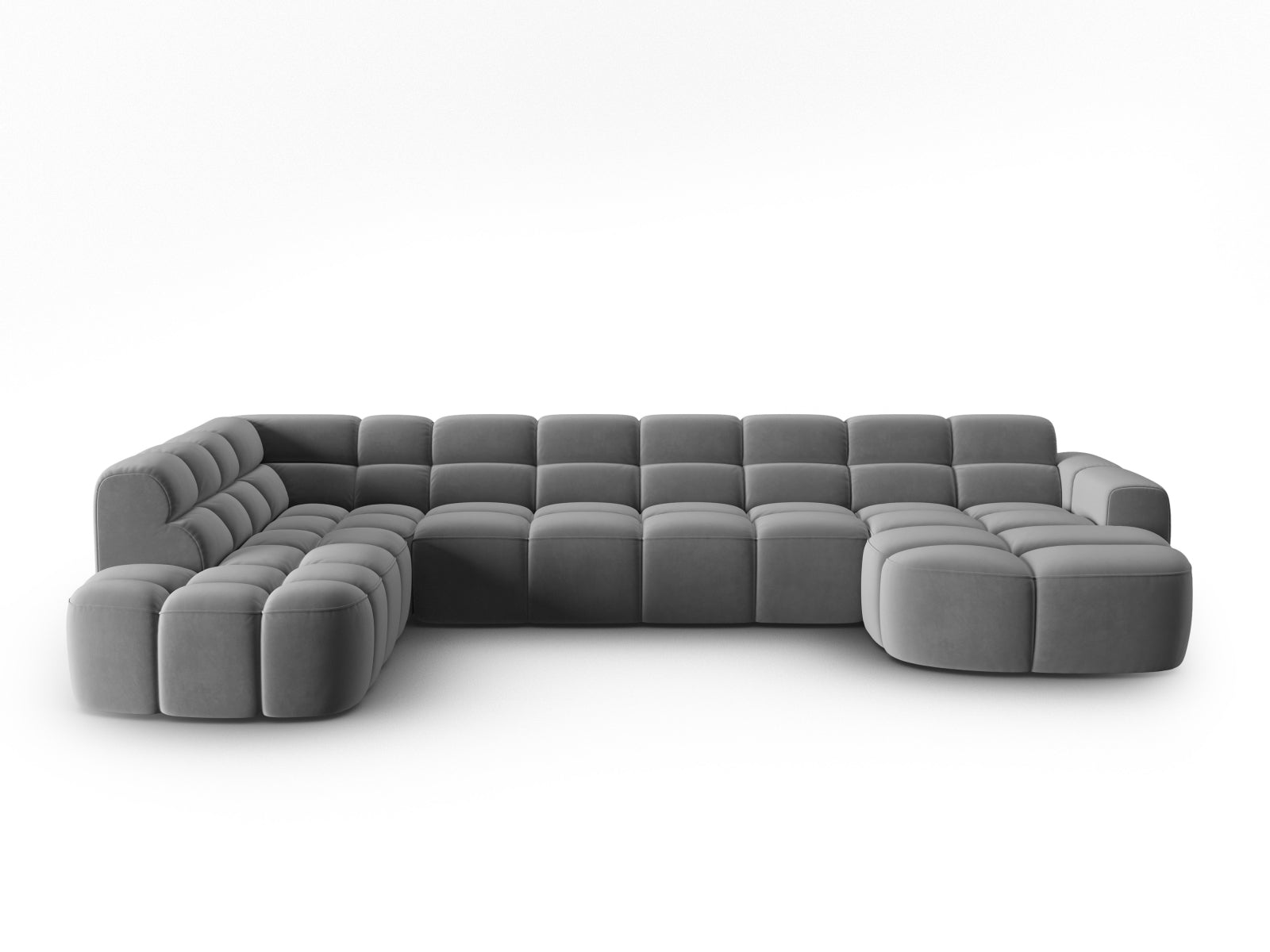 Lisa Velour Panoramic Ecksofa links 7 Sitzer in Light Grey präsentiert im Onlineshop von KAQTU Design AG. Ecksofa links ist von Micadoni