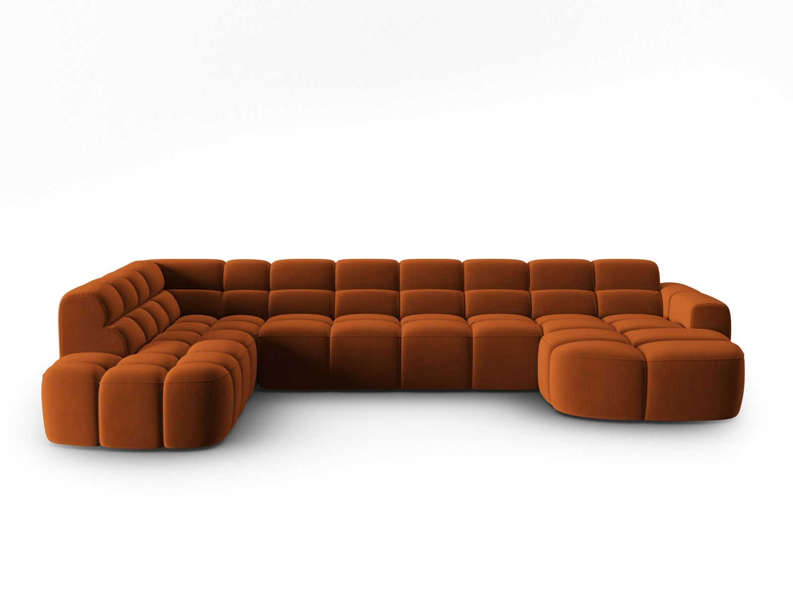 Lisa Velour Panoramic Ecksofa links 7 Sitzer in Terracotta präsentiert im Onlineshop von KAQTU Design AG. Ecksofa links ist von Micadoni