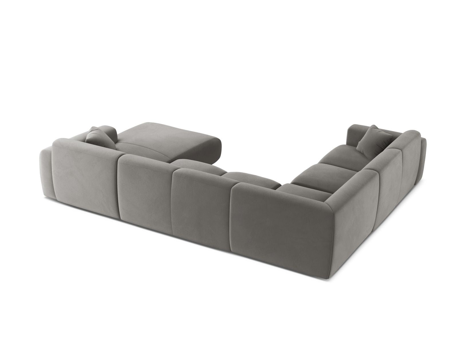 Modulares 6-Sitzer Ecksofa Molino in stilvollem Grau, perfekt für entspannte Stunden und gesellige Zusammenkünfte in jedem Zuhause.