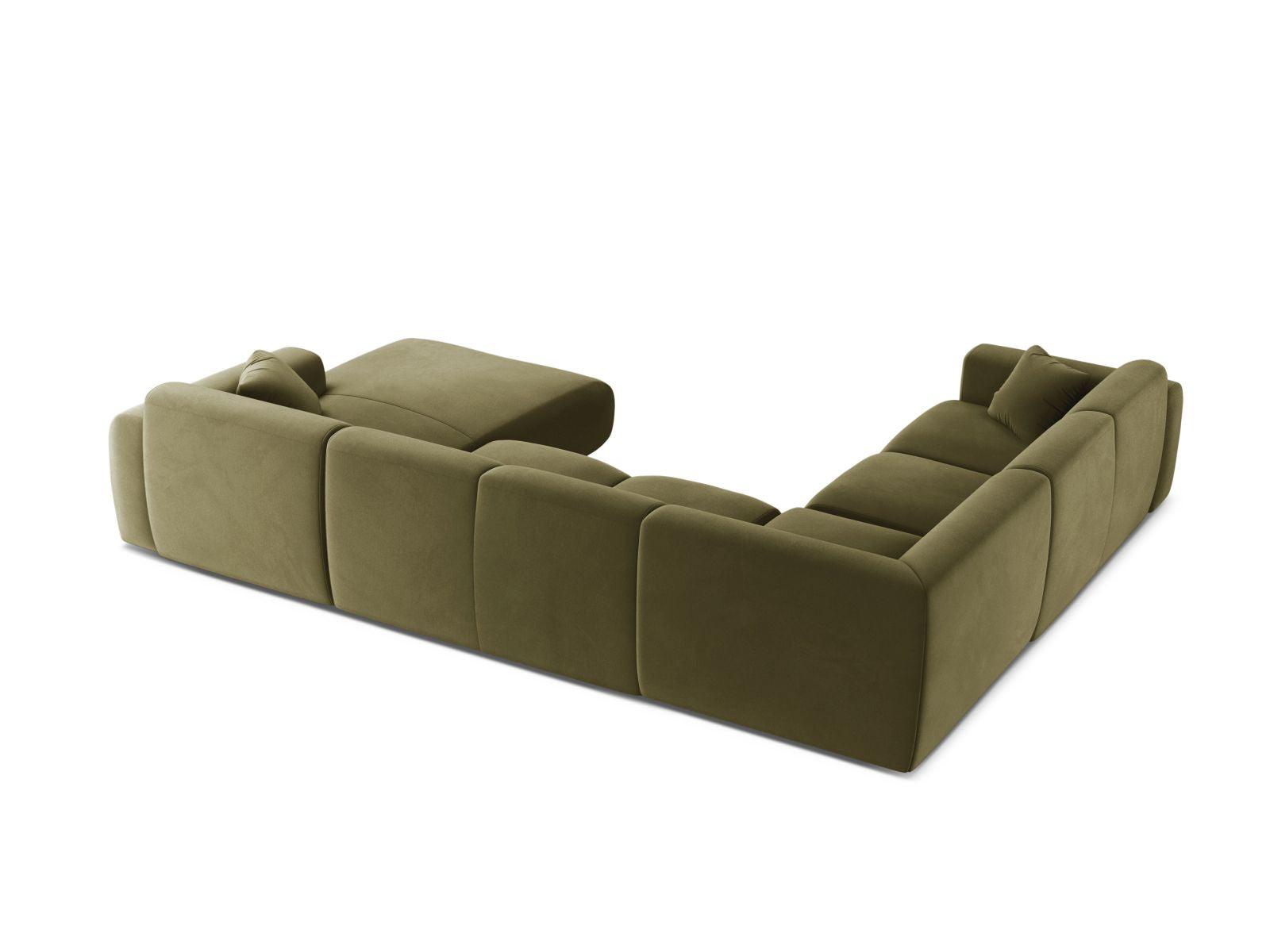 Elegantes 6-Sitzer Ecksofa Molino in zartem Lichtgrün, perfekt für stilvolle Wohnzimmer, angeboten von Micadoni.