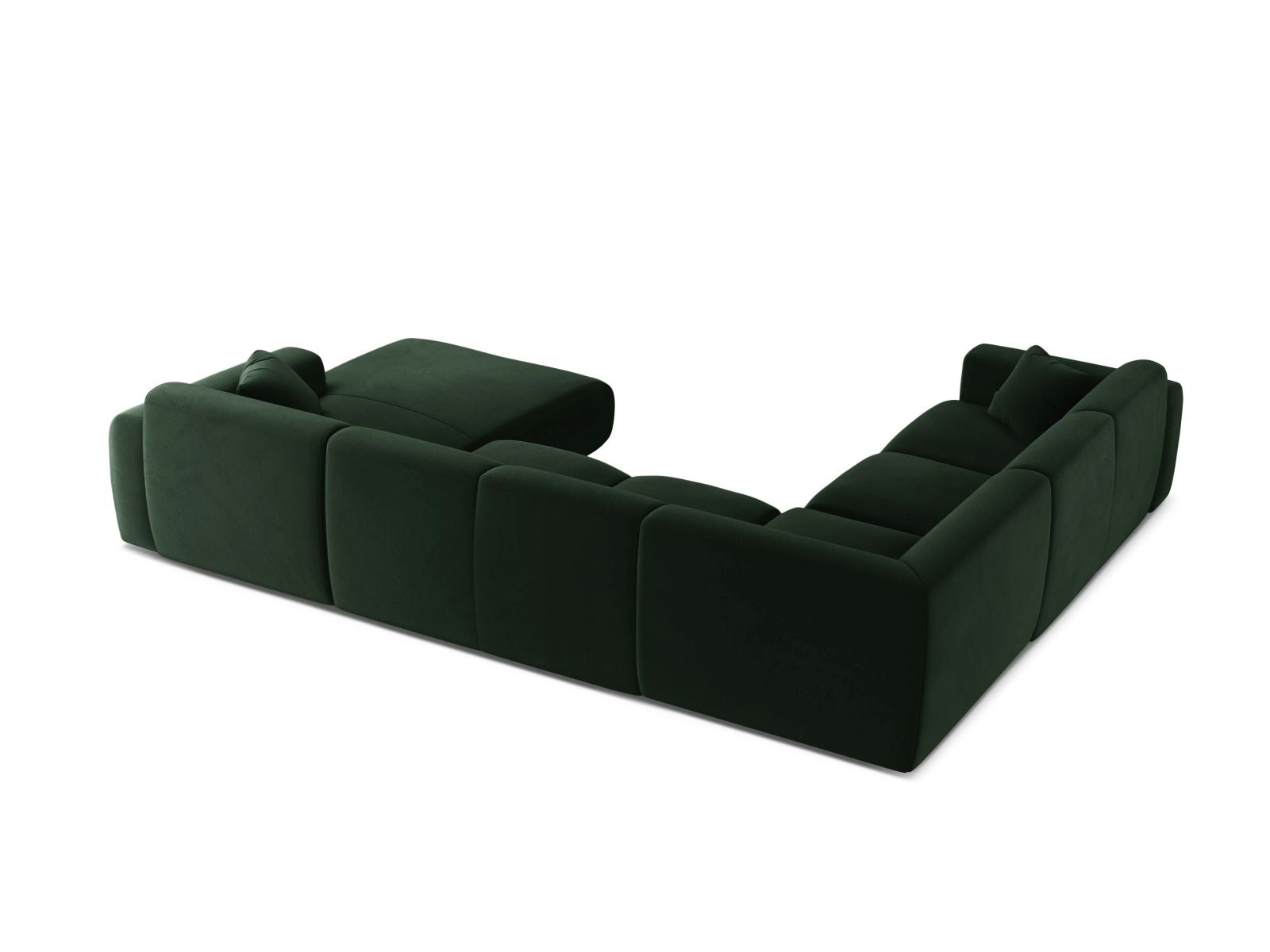Stilvolles 6-Sitzer Ecksofa Molino in tiefem Flaschengrün, perfekt für großzügige Wohnlandschaften und flexible Raumgestaltung.