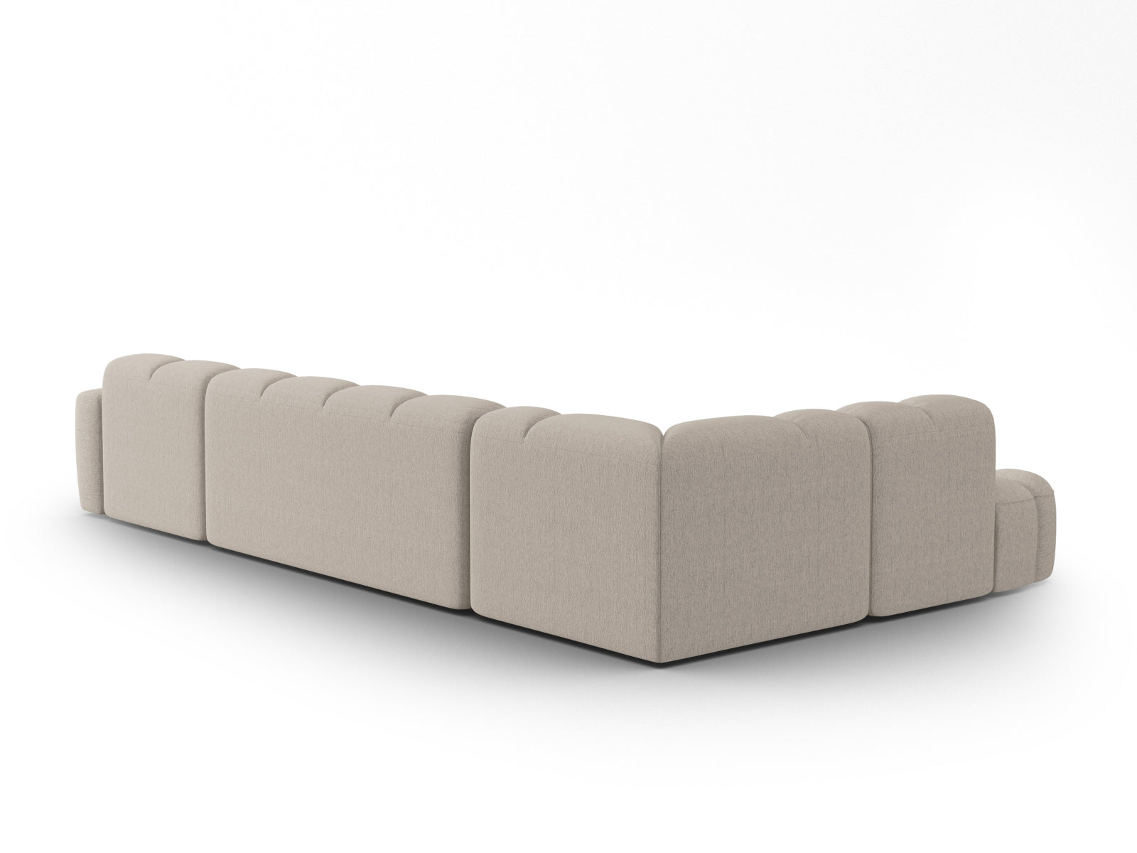 Entdecken Sie das elegante Lisa Panoramic Ecksofa links 7 Sitzer von Micadoni. Hochwertiger Velours, grosszügiger Platz und modernes Design für Ihr Wohnzimmer.