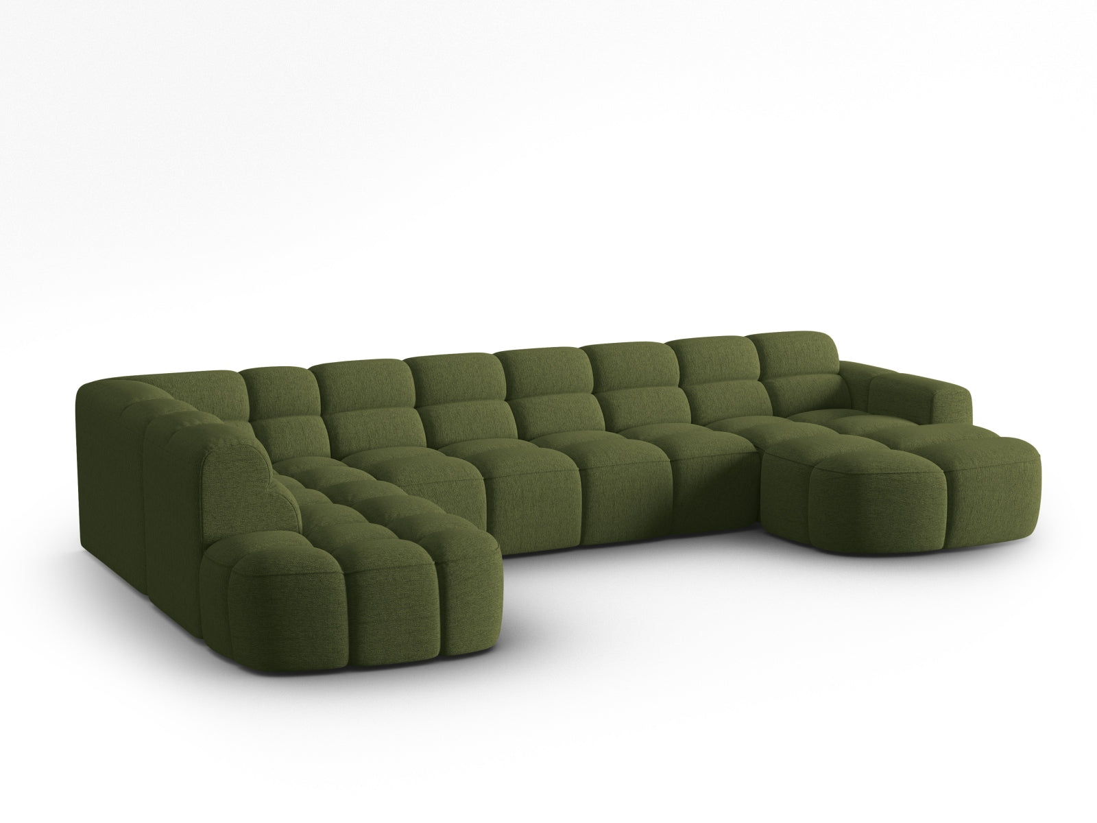 Erleben Sie das stilvolle Lisa Panoramic Ecksofa links 7 Sitzer von Micadoni. Luxuriöser Velours, viel Platz und zeitgemässes Design für Ihr Zuhause.