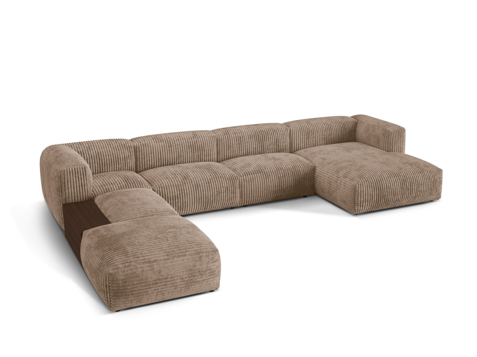 Elegantes, modulares Ecksofa Martina in Acorn-Tilia, ideal für stilvolle Wohnräume. Komfortables 5-Sitzer-Design von Micadoni.
