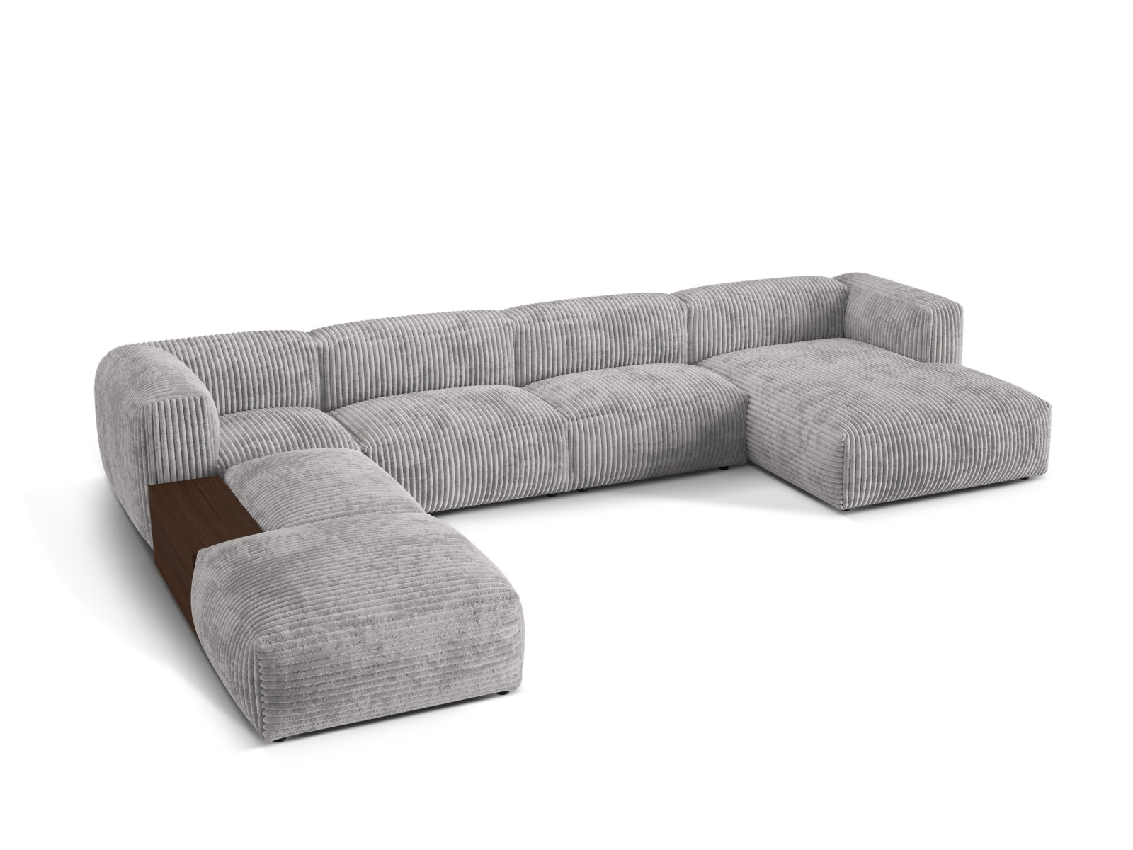 Elegantes, modulares Panoramic Ecksofa in hellem Grau, ideal für stilvolle Wohnräume. Komfortables 5-Sitzer-Design von Micadoni.