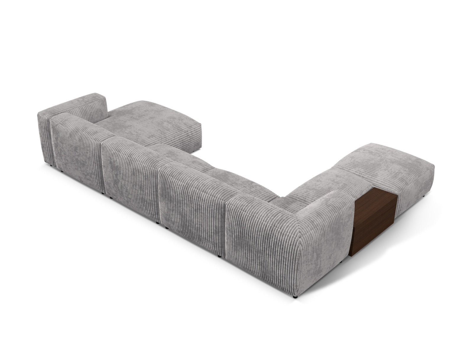 Modernes, flexibles Ecksofa in hellem Grau, perfekt für gemütliche Wohnzimmer. 5-Sitzer von Micadoni mit stilvollem Design.